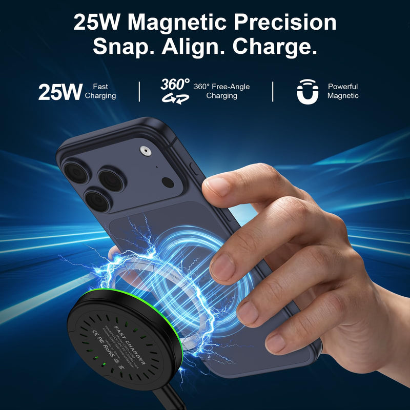 25W Magnetic Wireless Charger for Samsung S26 Ultra Fast Charging Station | Magnet Wireless Phone Charger for Android Compatible with Samsung Galaxy S26+, Google Pixel 10/10 Pro XL/10 Pro Fold/10Pro Black