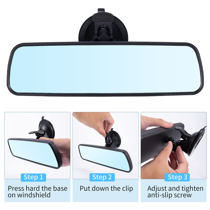 Universal Rear View Mirror with Suction Cup - Anti-Glare Interior Mirror for Car, Truck, SUV & Boats - 9.76" (248mm) 12IN Blue