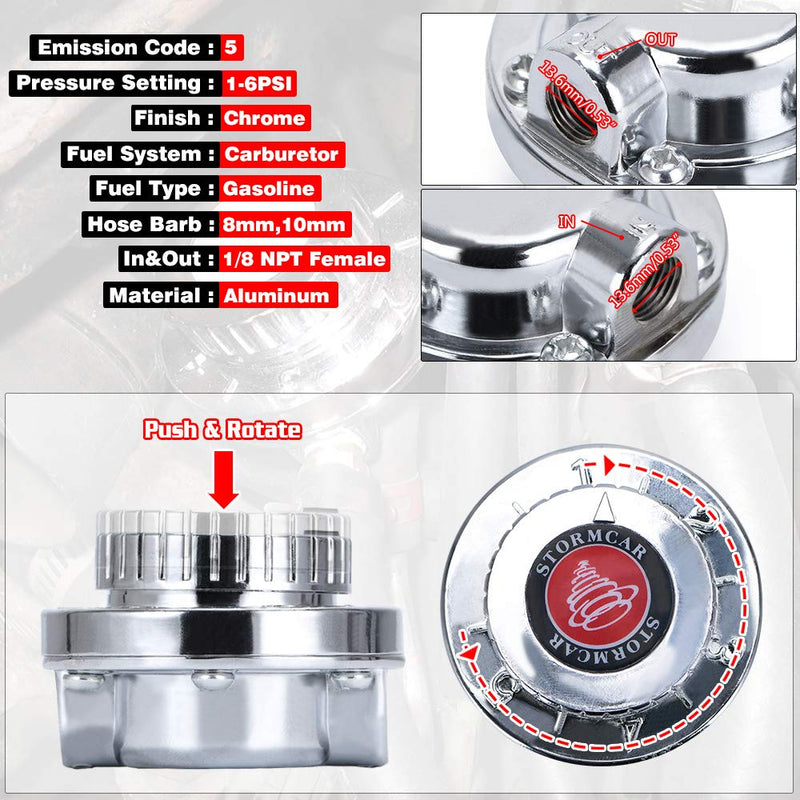 Manual Adjustable Fuel Pressure Regulator Carburettor Carb Fuel Pump FPR