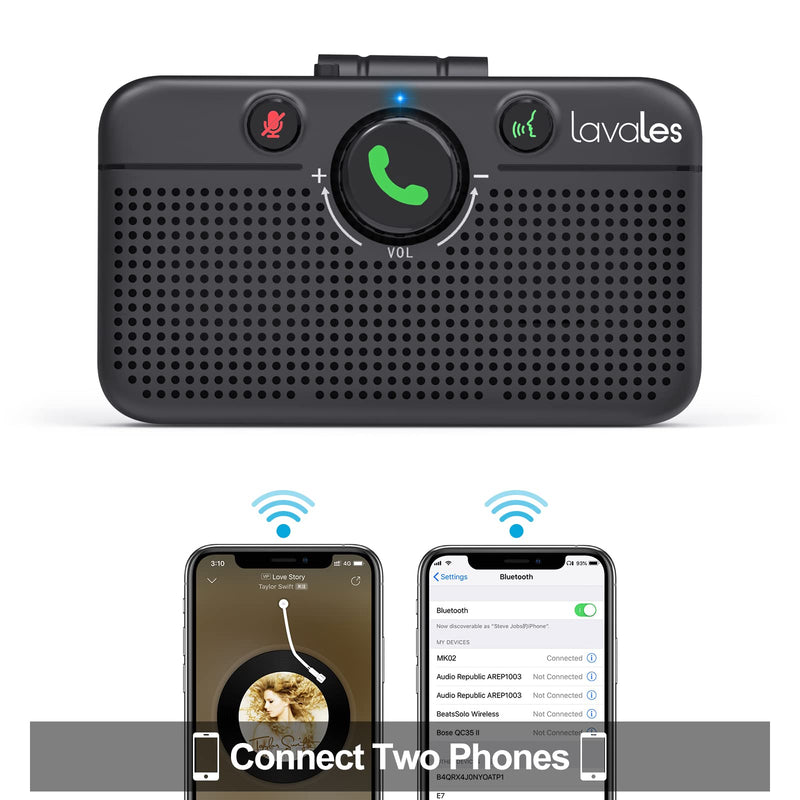 Bluetooth 6.0 Car Speaker, Handsfree Wireless Speaker Kit | for Cell Phone, Support Siri & Google Voice Assistant, Motion Auto On, Wireless Audio Car Kit Speakerphone with Visor Clip