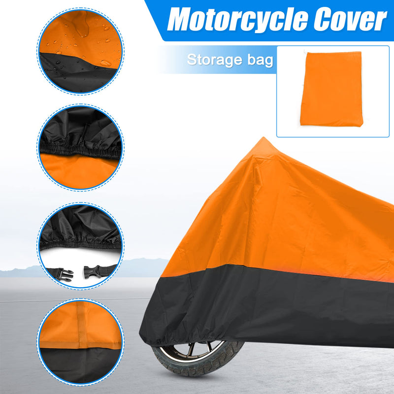 uxcell Motorcycle Cover Rain Dust Protector XXL for Harley Davidson Cruiser Sportster Fatboy Softail Dyna Super Glide Orange Black