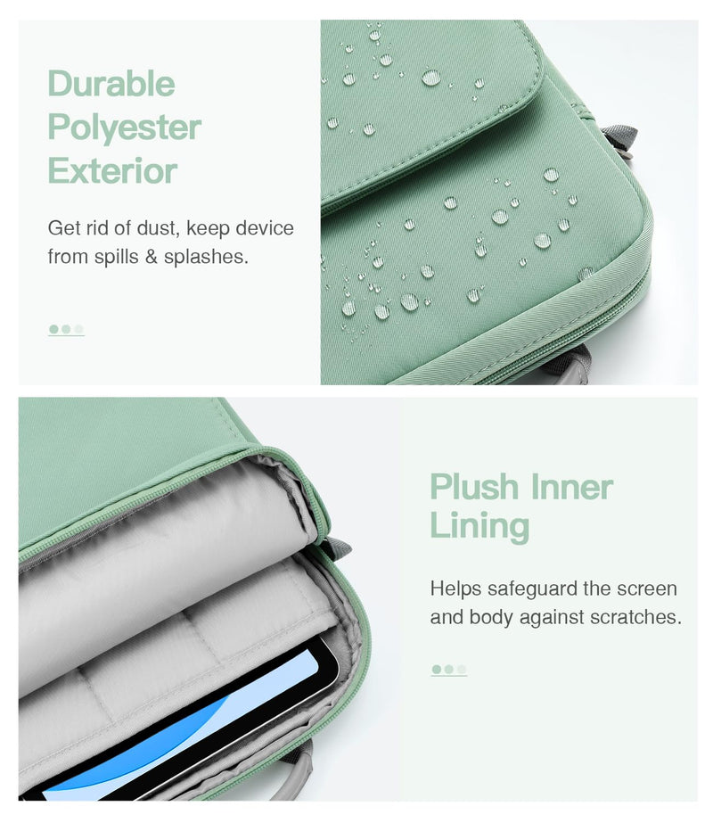 MoKo 9-11 Inch Tablet Sleeve Bag Handle Carrying Case with Shoulder Strap Fits iPad Pro 11 inch,iPad 10th 10.9,iPad 9/8/7th Generation 10.2,iPad Air 5/4th 10.9,iPad 9.7,Tab S8/S9 11", Cyan Dark Green