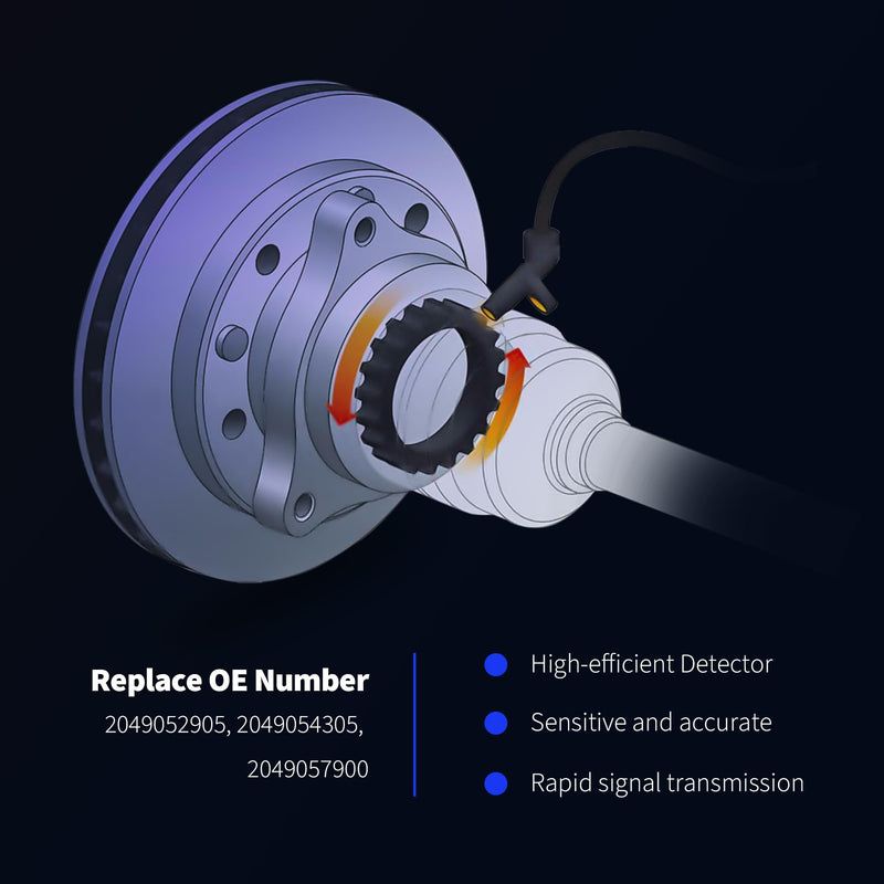 HiSport ALS2688 2PCS Front L/R ABS Wheel Speed Sensor, Compatible with Mercedes-Benz C250 C300 C350 2012, 2013, 2014, 2015 Replace 2049057900, 2049052905, 2049054305