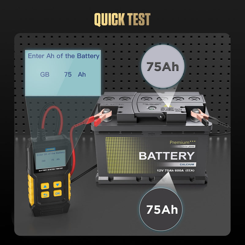 12V Car Battery Tester, 20-2000 CCA Load Tester Automotive,Charging & Cranking Analysis for Motorcycle, Truck, Boat, RV, Marine & More BT360
