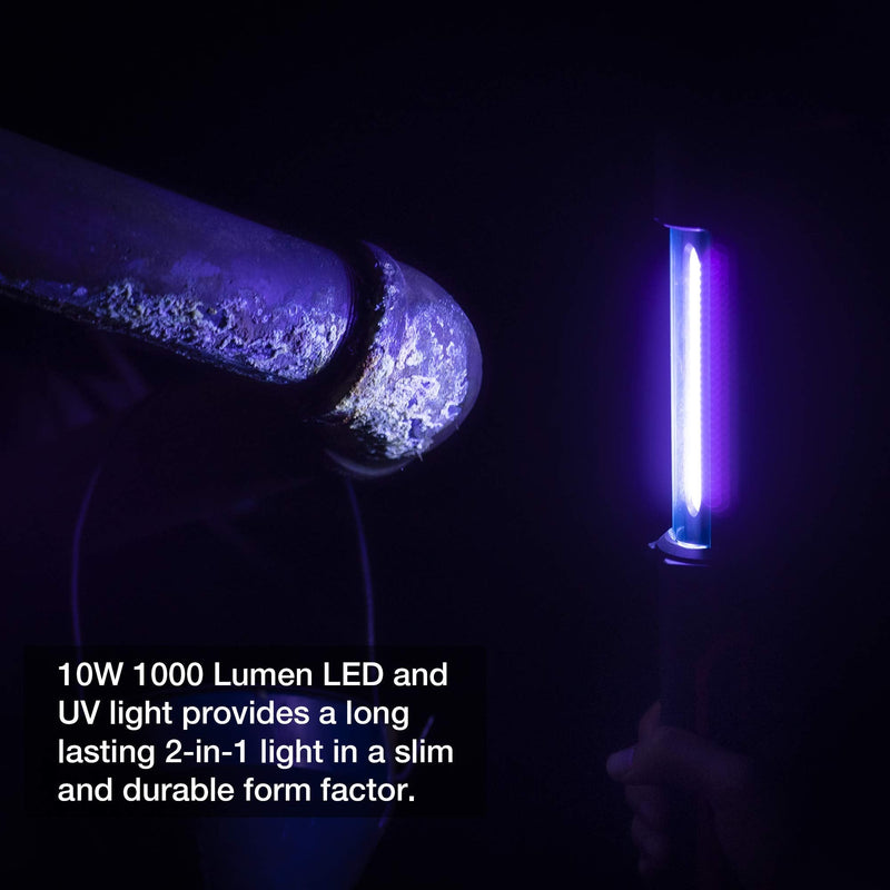NEIKO 40337A Cordless 10-Watt 2-in-1 COB LED and UV Work Light with Rechargeable 4000-mAh Li-Ion Battery, Up to 8 Hours Run Time, Magnetic with 2 Swivel Hooks