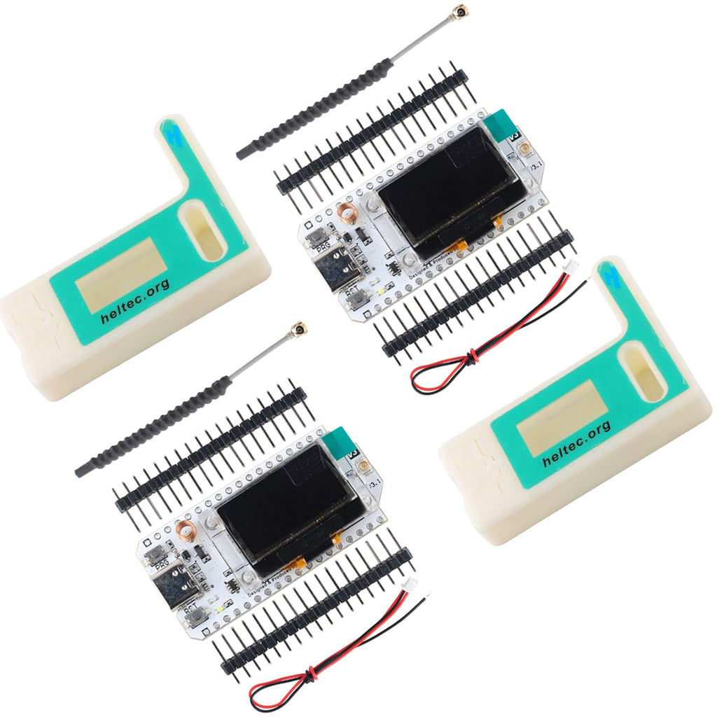 2 Sets 0.96 inch OLED WIFI Esp32 Lora V3 Development Board Type-C USB SX1262 Lora Module Integrated WiFi Bluetooth 868MHZ 915MHZ + IPX IPEX 1.13 UF.L Antennas + Cases