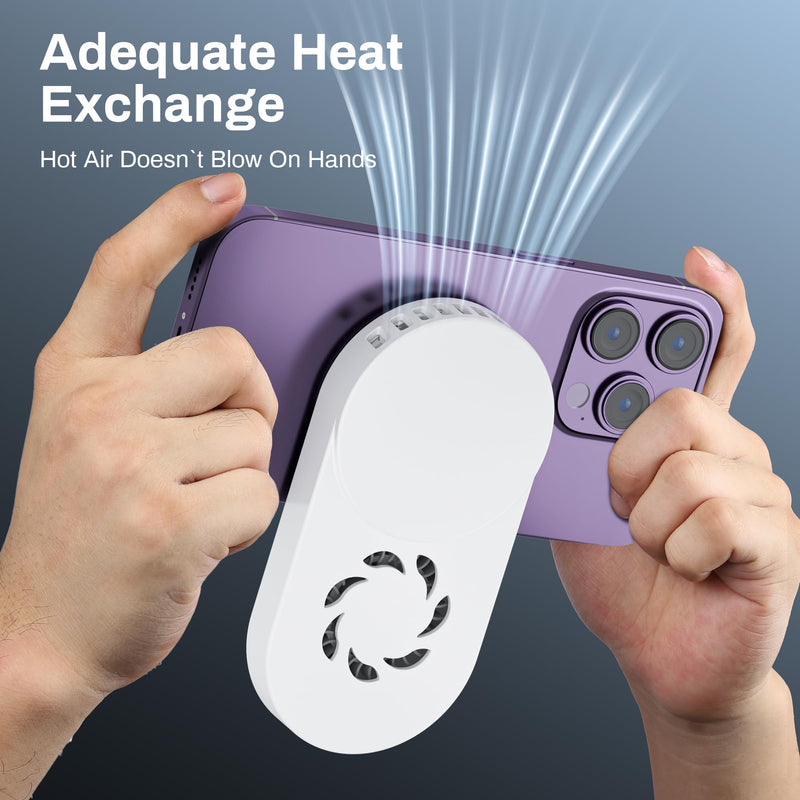 Hamosong Phone Cooler for Gaming, Magnetic Semiconductor iPhone Cooler Cooling Fan, Keep Phone Cool Fan for Phone White
