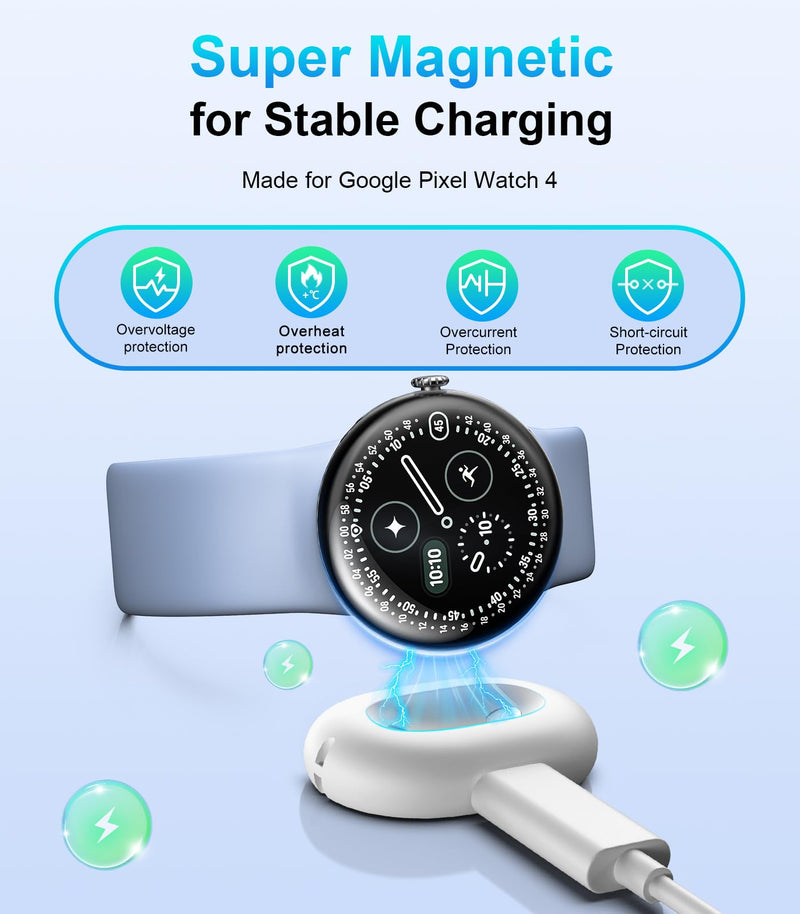 TiMOVO Portable Charger Compatible with Google Pixel Watch 4 41mm/45mm | Magnetic Charging Stand for Pixel Watch 4, Compact Fast-Charging with Side Dock, Convenient for Travel 1 pack