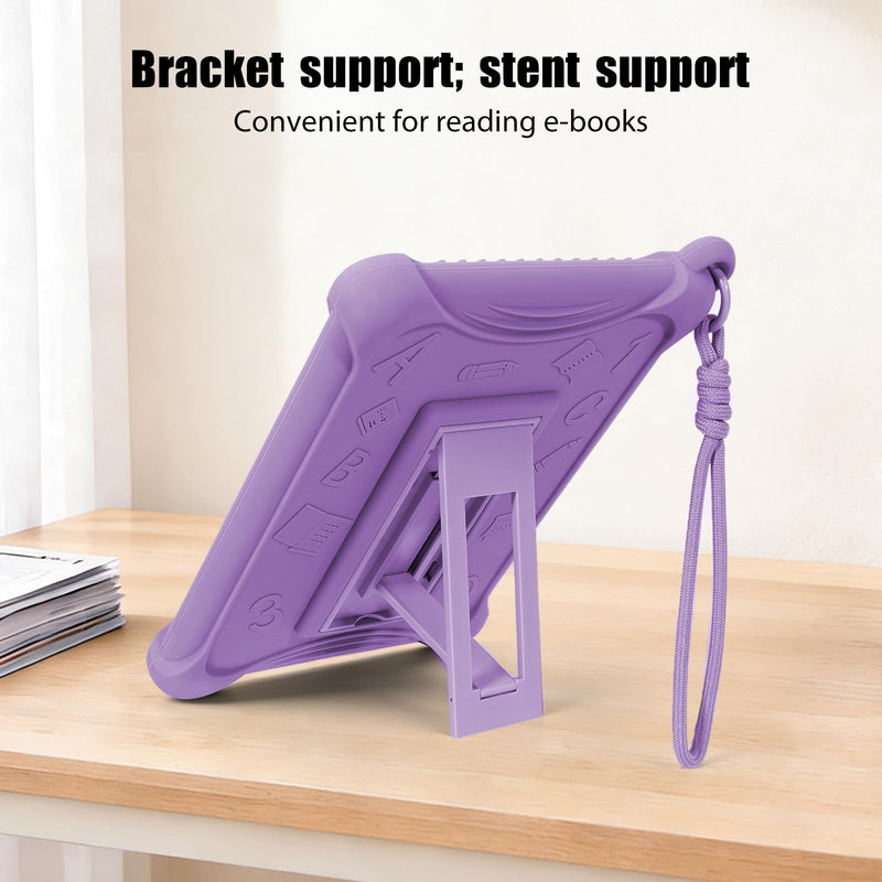 for 7" Kindle Paperwhite 12th Generation Case(2024)&6.8" Kindle Paperwhite 11th (2021) and Kindle Colorsoft Signature Edition,Include Foldable Stand and Hand Strap,Soft Silicone Cover,Purple Purple
