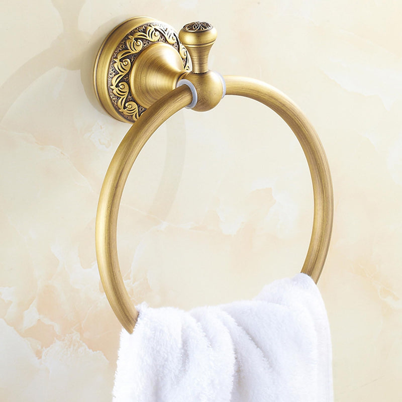 Towel Ring Antique Brass Hanger Hand Towel Holder for Bathroom Kitchen Accessories Wall Mounted,Pattern Carving Design