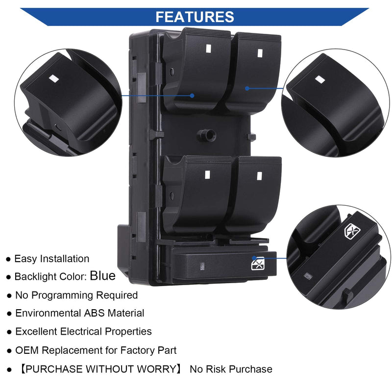 Driver Side Power Master Window Switch, Compatible with Chevy Silverado/Chevrolet Traverse/HHR/2007-2013 GMC Sierra/Yukon/Buick Enclave Replace OE 20945129 25789692