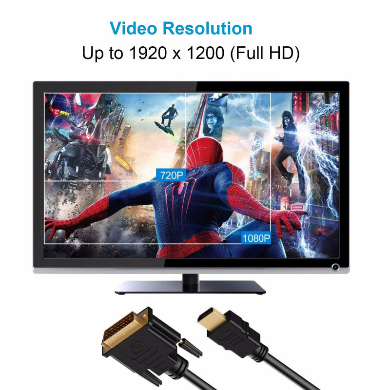 HDMI to DVI Cable 5-Pack, 6 Ft Bidirectional DVI-D to HDMI Male to Male High Speed Adapter Cable Support 1080P Full HD (5, Black)