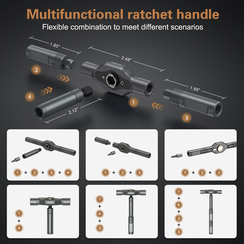 24 in 1 Magnetic Screwdriver Set, DIY Ratchet Screwdriver Set, Multi Bit Magnetic Drive Set with Detachable Ratchet Handle, Portable Precision Repair Tool Kit for Furniture Computer Bicycle 24 IN 1