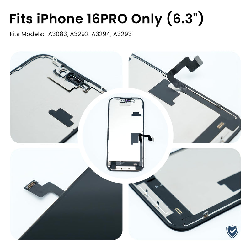 AuraLens for iPhone 16 Pro Screen Replacement Kit LCD Display Assembly | A3083 A3292 A3294 A3293, FHD INCELL LCD Digitizer 6.3 Inch, COF, 120Hz, Repair Tools, Waterproof Adhesive, Magnetic Screw Pad For iPhone 16 Pro (6.3")