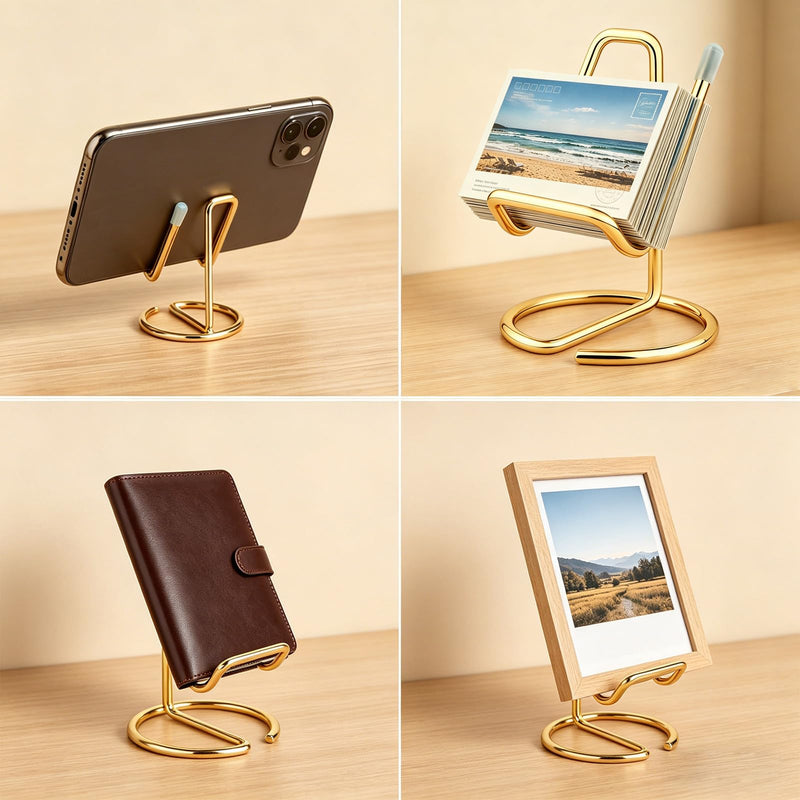 gianotter Gold Phone Stand | Gold Desk Organizer and Accessories, Phone Holder for Desk, Compatible with All Mobile Phones, iPhones and iPads (Gold)