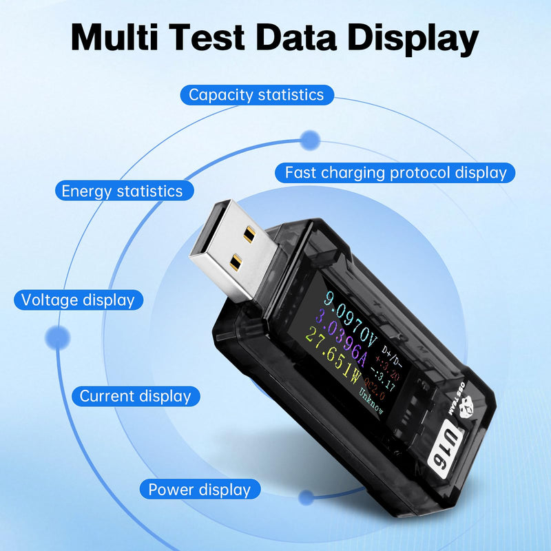 Diymore USB Tester,4-25V 5.0A LCD USB Digital Voltage Current Power Tester Multimeter,USB Power Mester Tester, USB Voltmeter Ammeter QC2.0/3.0