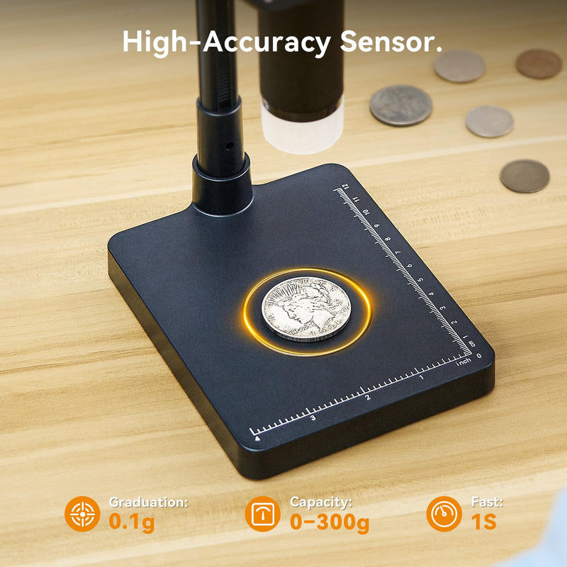 Elikliv EDM4C Coin Microscope with Scale：4.3" Digital Microscope with Adjustable LED, Error Coin Magnifier with Screen & Weighing Scope for Collectors, Jewelers, Students, Windows/Mac Compatible Gray