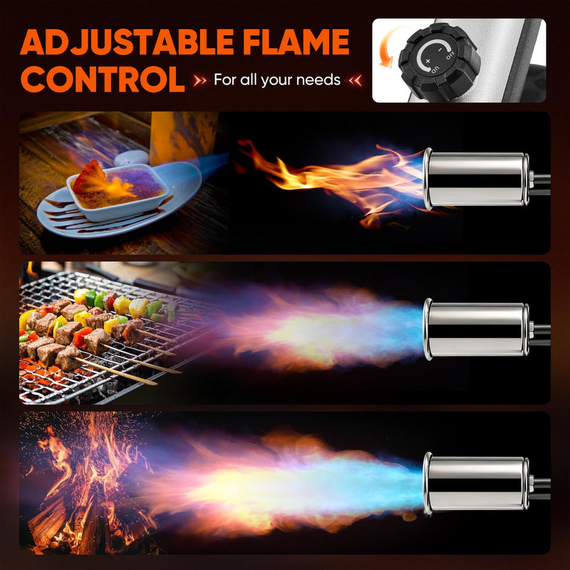 Sakerplus Propane Torch,3272°F Flame Thrower Gun with Adjustable Flame&Safety Lock,Powerful Grill&Cooking Blow Torch for Searing Steak,Sous Vide,BBQ,DIY,Campfire Charcoal Starter(Tank Not Included)