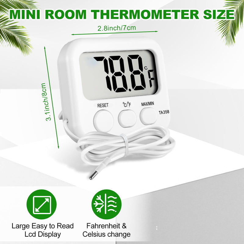 Kingdder 6 Pack Digital Thermometer with Magnetic Back External Sensor Fridge Thermometer Freezer Waterproof Room Temperature Monitor with LCD Display, Max/min Record Function for Kitchen Aquarium