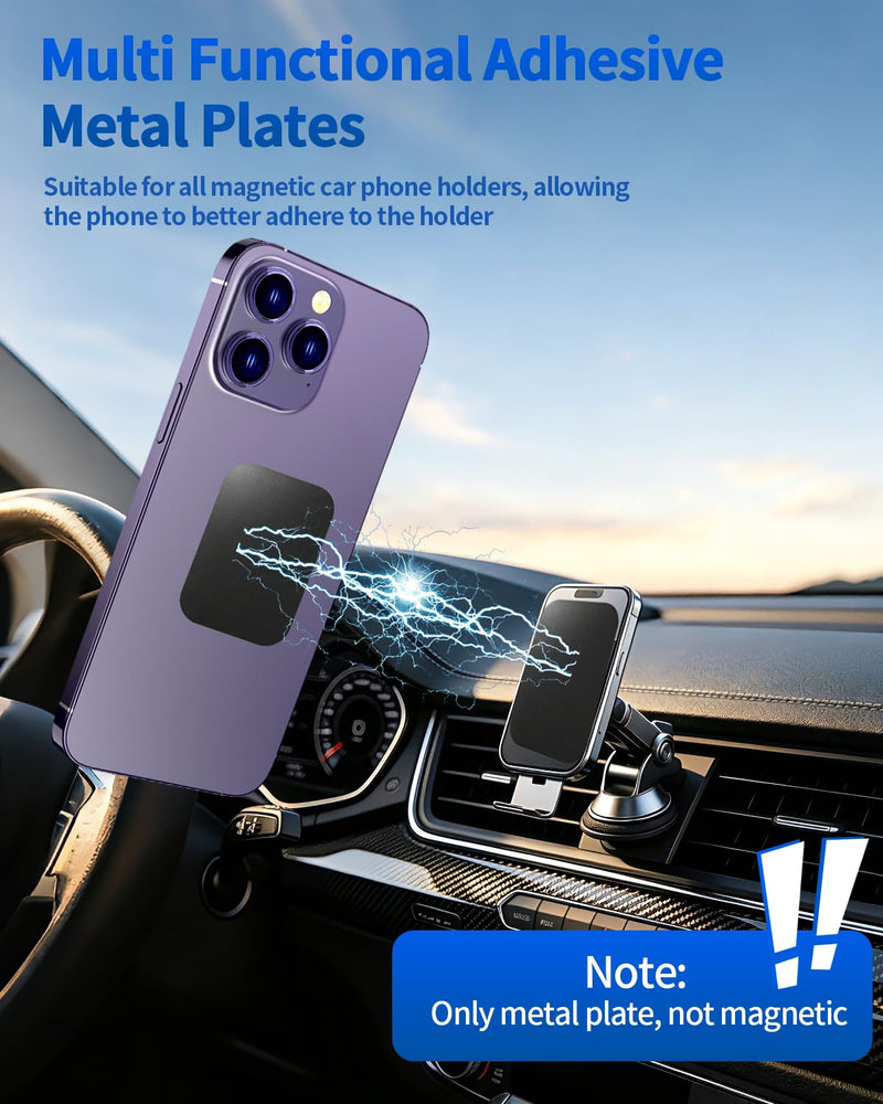 32 Pack Adhesive Metal Plate for Magnets - 2.55" X 1.77" Metal Plate with Adhesive Backing, Magnet for Phone Case and Magnetic Car Mount, Metal Plate for Phone Vent Wall Mount (Black) Black Rectangle-2.55*1.77 in
