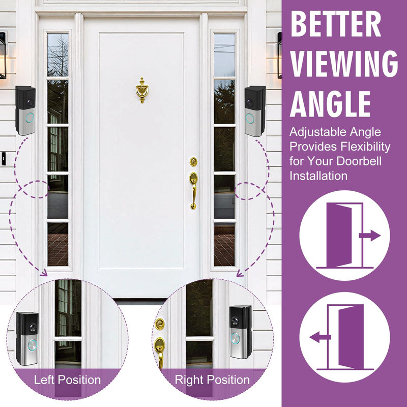 Adjustable Doorbell Angle Mount, 0-45° Anti-Theft Doorbell Mounting Bracket Compatible with Ring Wired Doorbell Plus/Pro (2026 Latest Models) & Battery Doorbell Plus/Pro (2nd Gen)