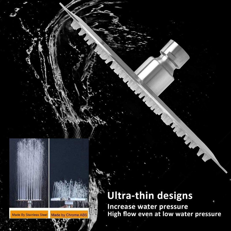 NearMoon Rain Shower Head, Ultra-Thin Design-Pressure Boosting, Awesome Some Experience, High Flow Stainless Steel Rainfall Head (8 Inch,Brushed Nickel) 8 Inch Brushed Nickel