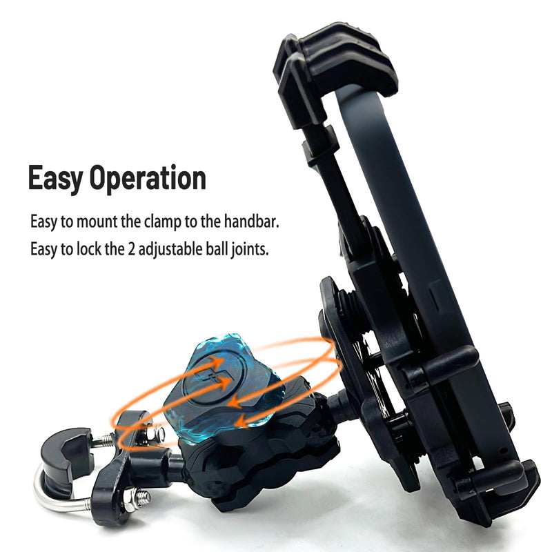 QYMOTO ATV Phone Holder,4 Wheeler Anti Vibration Heavy Duty Handlebar Mount 360 Cellphone Holder Clamp Compatiable with CFMOTO Cforce,Polaris Sportsman,Can am Outlander,Motorcycle,Scooter