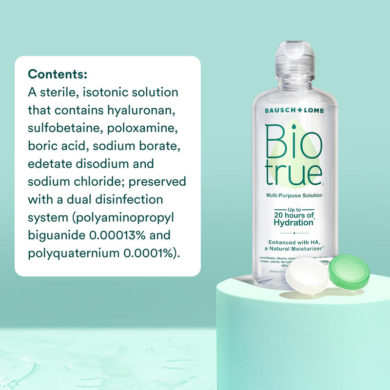 Biotrue Contact Lens Solution, Multi-Purpose Solution for Soft Contact Lenses, Lens Case Included, 4 FL OZ