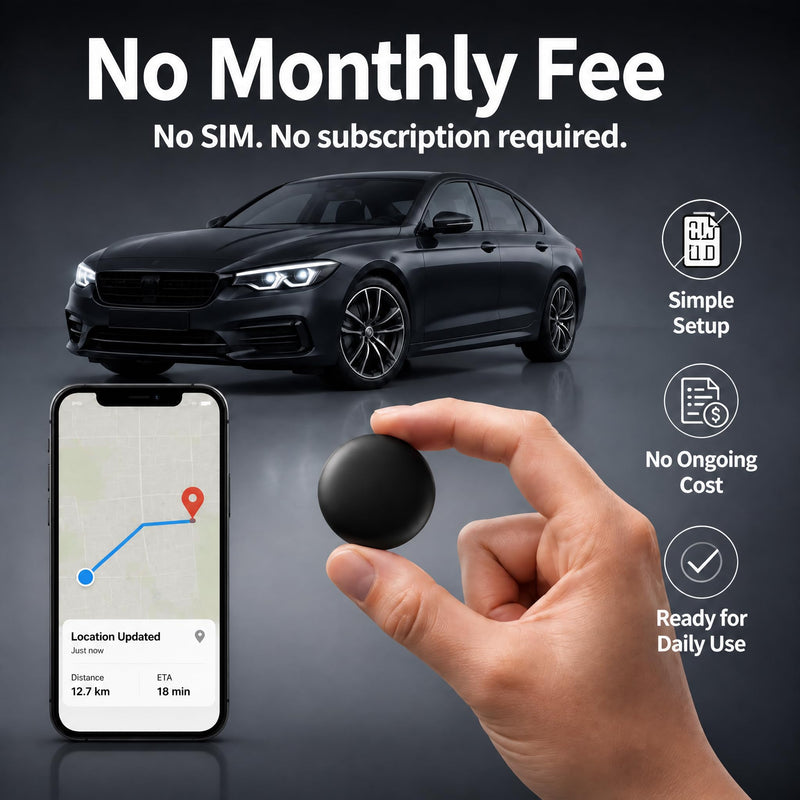 GPS Tracker for Vehicles – No SIM Required, Hidden Magnetic Car Tracker, Real-Time GPS Tracking for Kids, Car, Pets, No Monthly Fee, Works with Apple Find My, 2026 Upgraded (Black) Black