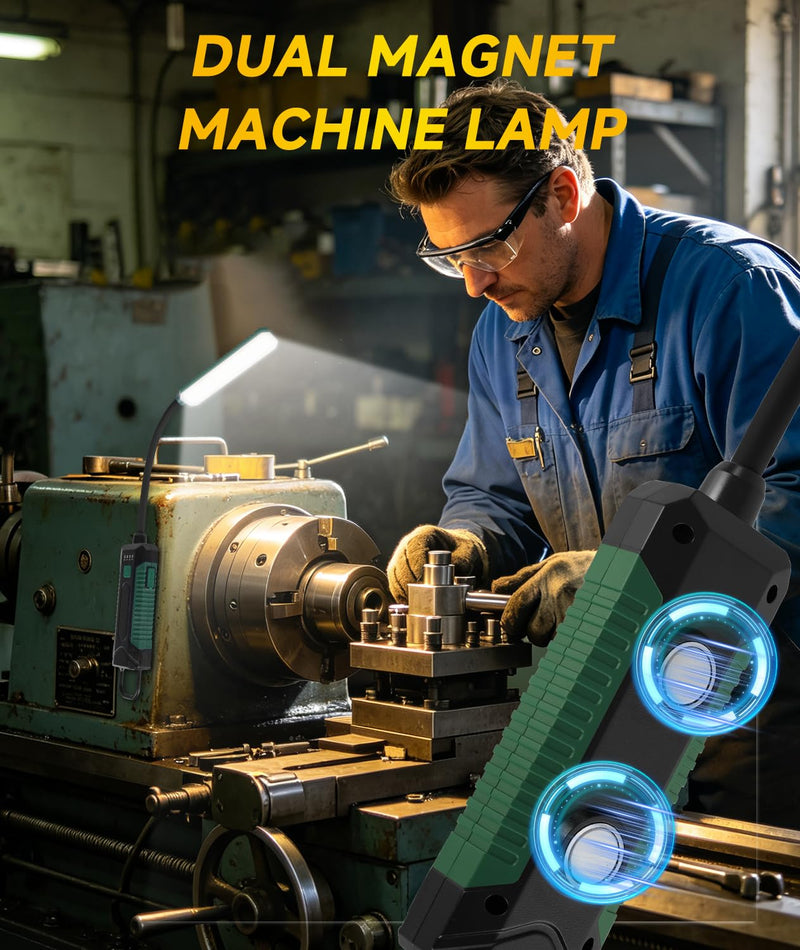 Magnetic Work Light, Rechargeable Flashlight Machine Light with 360° Flexible Gooseneck, Shop Tool Lamp for Lathe Drill Work Bench DIY Sewing Machine, Mechanic Light, Car Light/Emergency