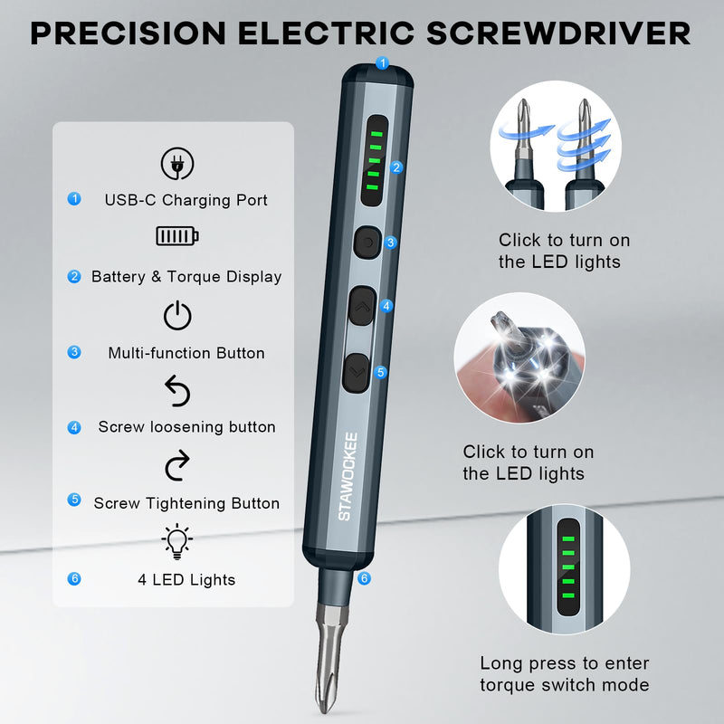 68 in 1 Mini Electric Screwdriver, Precision Electric Screwdriver Set with Magnetic Bits, Rechargeable Portable Screwdrivers - Cordless Power Repair Tool Kit for PCs and Electronics