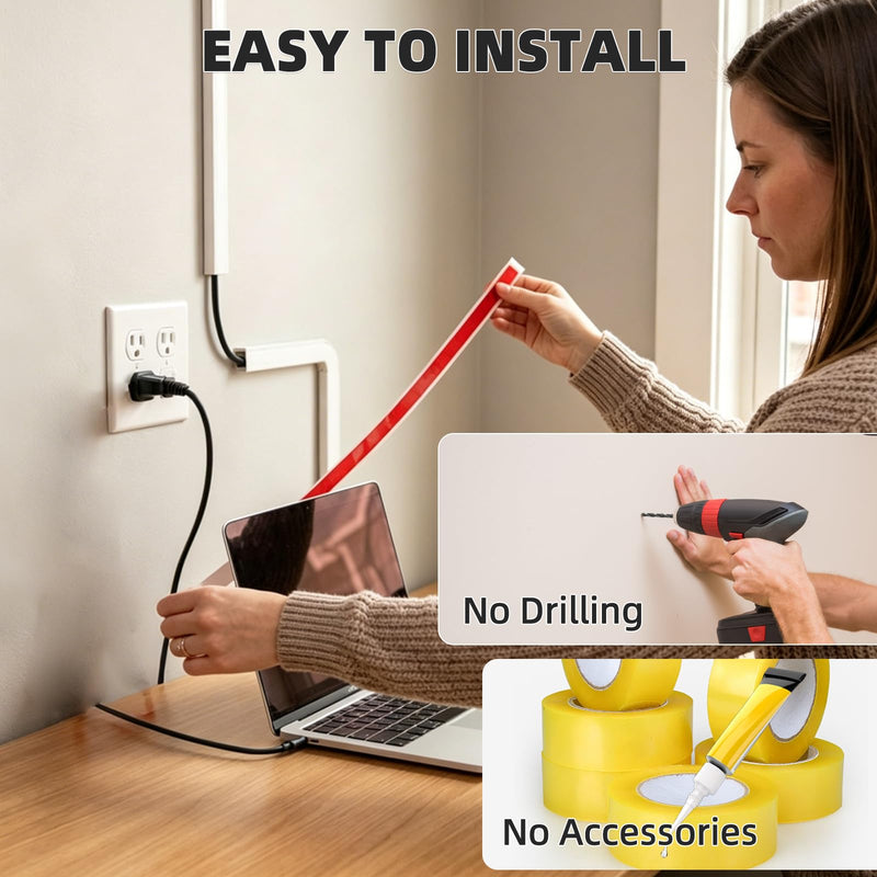 39" Silicone Cord Cover for Wires on Wall, Cord Hider for Wall Mounted TV | Flexible, Fits 1 Cord Up to 0.35" Diameter, Self Adhesive Cable Hider, Hides Wall Wires, Safer for Kids & Pets, White 39 inch