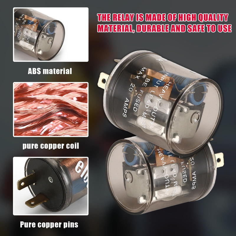 LED Flasher Relay, Electronic Turn Signal Fixed Frequent Flicker Relay, 2 Pin 12V Auto for Car, Truck, Motorcycle 2 PCS