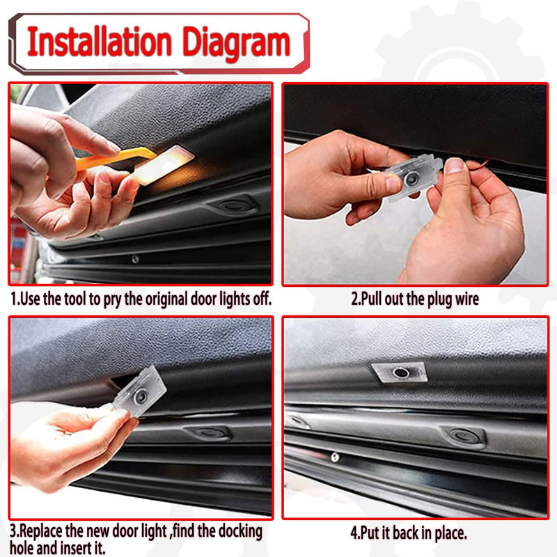 Never Fade Car LED Door Logo Compatible with 300 300C 300S 2005-2022 Projector Ghost Shadow Light, for 300 Accessories Door Light Logo LED Laser Car Courtesy Step Light HD (All White) All White
