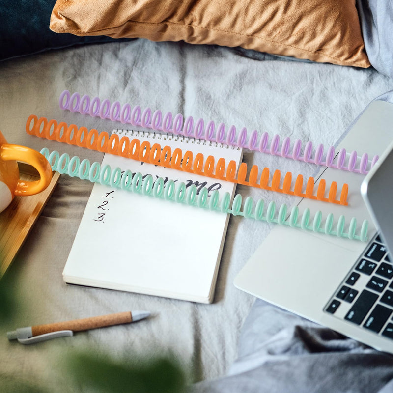 15 Pack 3/8" Comb Binding Spines Plastic 26 Rings Spiral Binding Coil Multicolors for Binding Machines Teacher Student Study Document Notebook File Planners Making