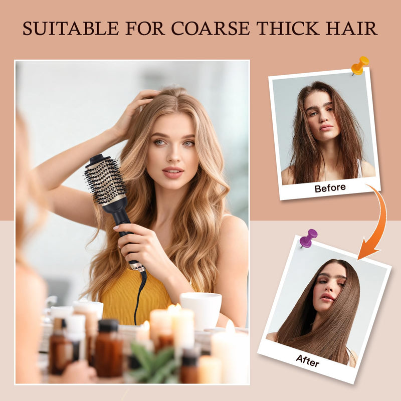  [AUSTRALIA] - Hair Blow Dryer Brush, 3 in 1 Hair Brush for Fast Drying, Straightening and Curling, Creat Voluminous and Smooth Hair, Ceramic, Temperature Adjustable