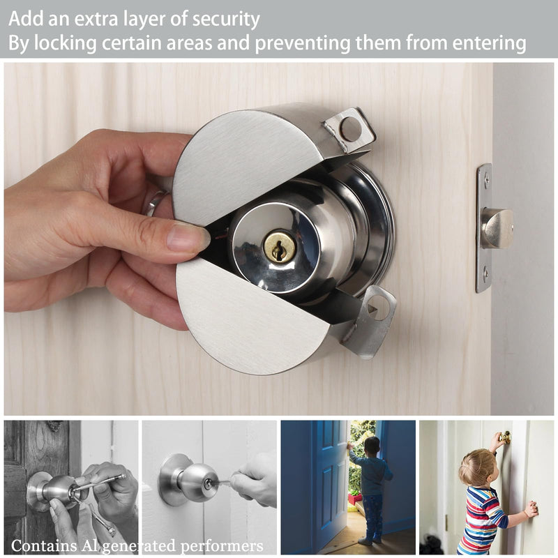 Door Knob Lock Cover | Blocks Keyhole Access, Disables Door Knob Stainless Steel