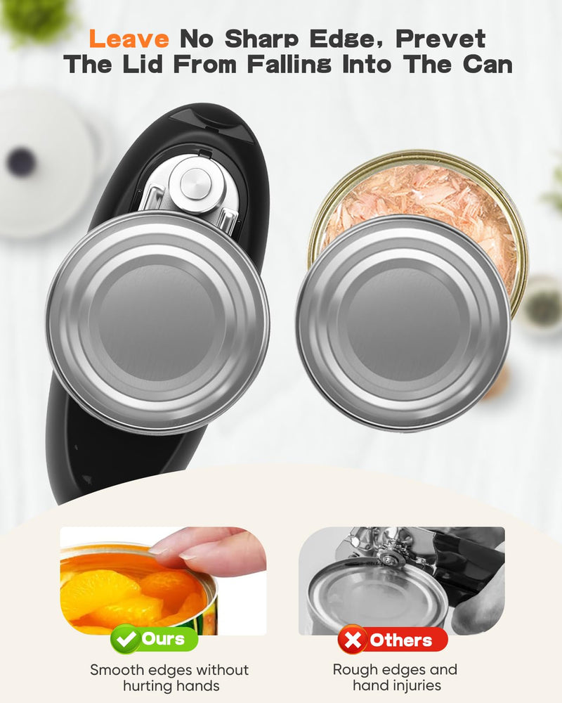 Electric Can Opener, Can Opener Electric Fits All Can Sizes, One Touch USB Rechargeable Automatic Can Opener for Kitchen and Seniors with Arthritis, Chef, Portable Kitchen Gadgets Black and White Electric