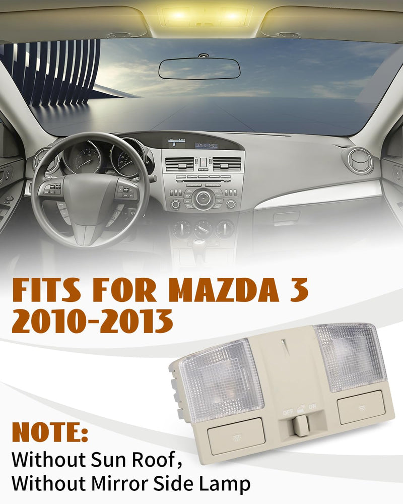 Overhead Console Dome Light Replacement LED Interior Roof Map Reading Lamp Fit for Mazda 3 2010 2011 2012 2013, Replace BBM4-69-970B-75 Without Sun Roof Mirror Side Lamp