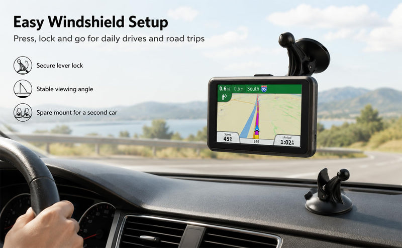 2PCS GPS Suction Cup Mount for Garmin, 17mm Ball Socket Replacement GPS Holder, Adjustable Suction Cup for Windshield and Dashboard, Fits Nuvi Drive DriveSmart Series