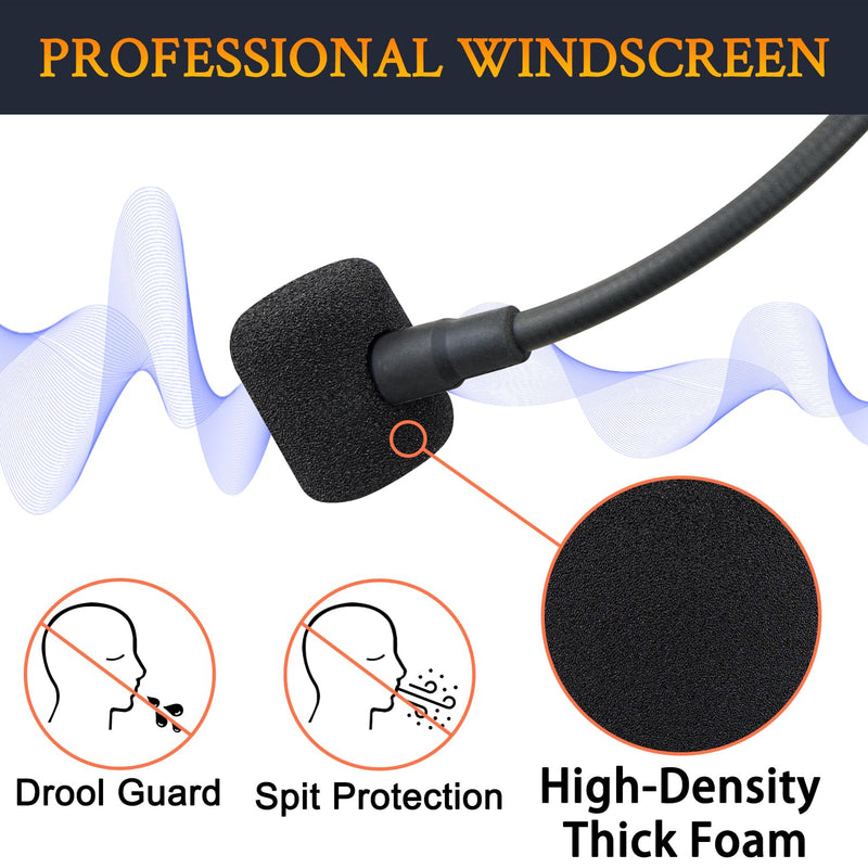 SOULWIT 6Pcs Mic Covers + 4 Clips for Shure SM31(SM31FH,SM31FT), P31(PGA31,PGA31TQG) Headset Microphones, Protective Mic Foam Cover Pop Filter Windscreen - Black