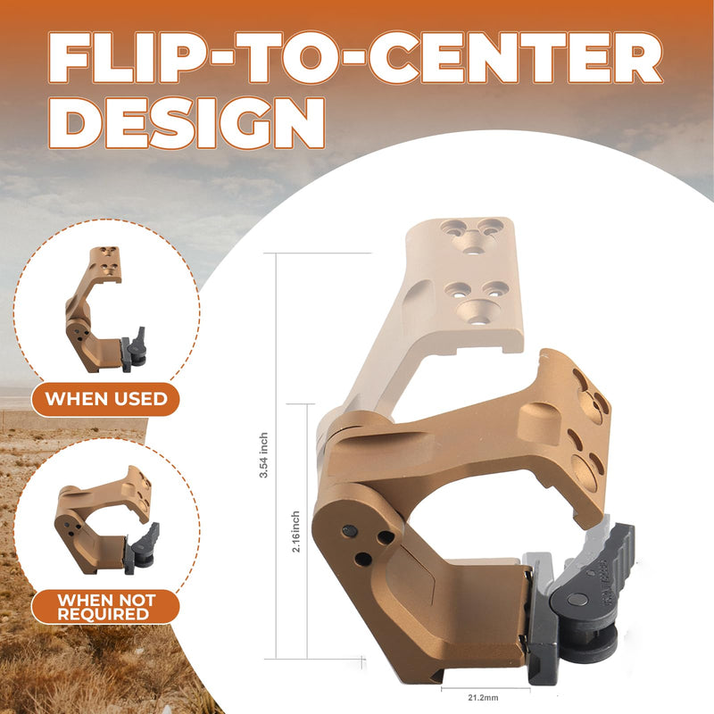 Flip-to-Center (FTC) Magnifier Mount for G33 or G43,2.26″ Optical Centerline Height，Quick Release&Flip-to-Center Mechanism,6063 Aluminum and Type III Hardcoat Anodized Mount