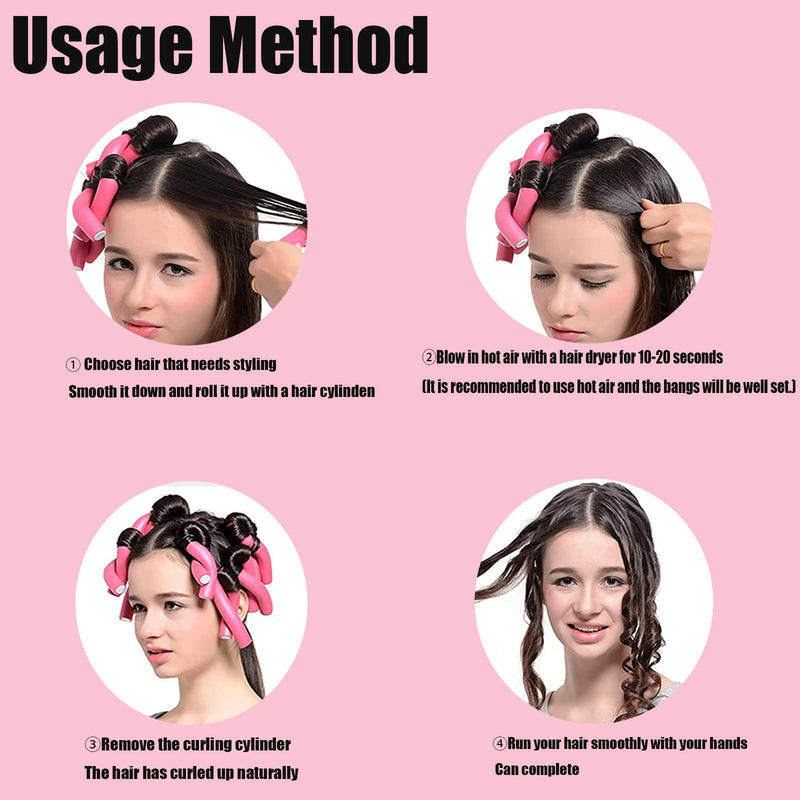 30 Pcs Flexible Curling Rods, Twist Foam Hair Curlers No Heat Soft Roller, Rollers Heatless for Long Medium Short Tool Perfect Salon Styling, yellow, pink, purple
