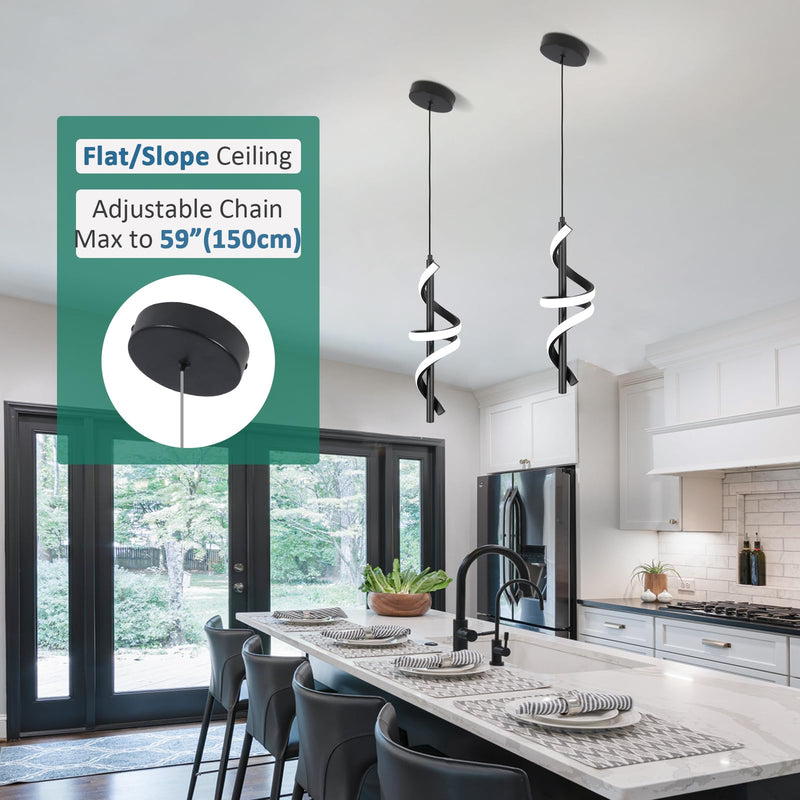 CANEOE Black Pendant Light Fixtures, Dimmable Modern LED Pendant Lights for Kitchen Island, Small Kitchen Island Pendant Lighting for Dining Room Bar Living Room Bedroom Hanging Light Fixtures,1 Pack Black,Dimmable