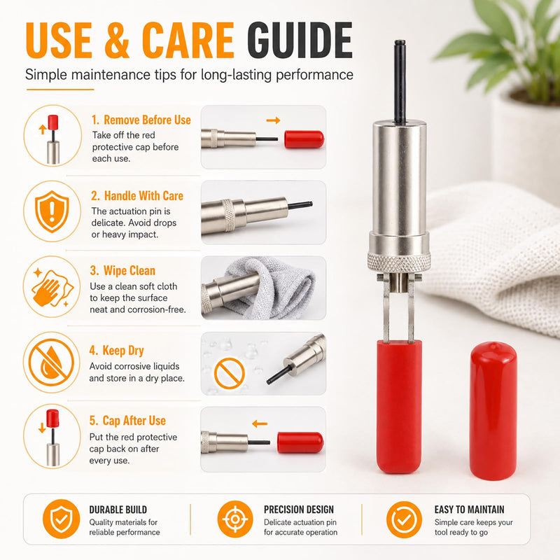 Professional Plunger Tool for #6 Style Barrel Fasteners, 0.158" Inner Diameter, High-Carbon Steel Construction with Ergonomic Handle