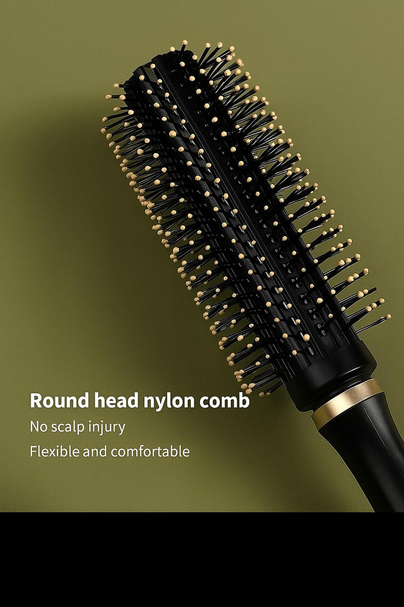 Round Hair Brush Paddle Brush Black Silver Handle Round 23.5Cm Quiff Roller