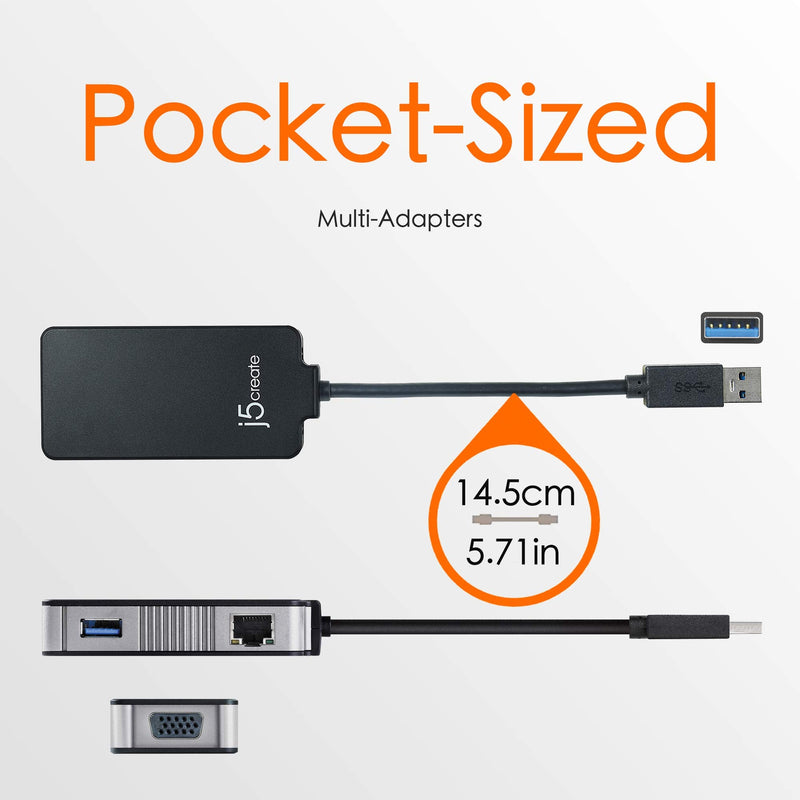 j5create USB to VGA Adapter- USB 3.0/2.0 & Gigabit Ethernet Multi Monitor Display Hub | External Graphics Card Converter | 5 Gbps Transfer Speed | 1080p HD Video Playback | 2048 x 1152 @ 32 bit