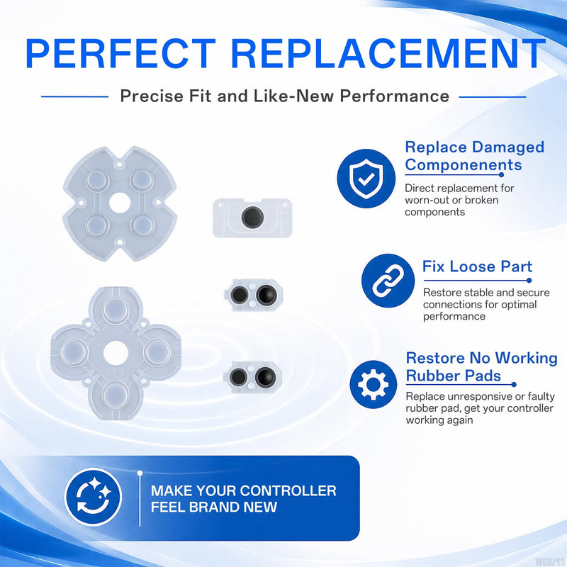 WCDZSU Conductive Rubber Pad Replacement for PS4 JDM-050 JDM-055 Controller | Silicone Button Contact Adhesive Rubber Pads Repair Part for DualShock D-Pad and ABXY Buttons Restoration with Tool Kit