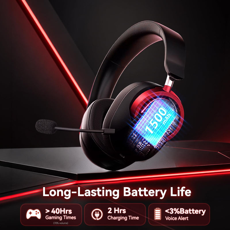 Wireless Gaming Headset with Mic Over Ear Headphones for PC,Xbox,PS5,Switch | 7.1 Surround Sound,50mm Drivers,Aluminum Frame,Noise Cancelling,RGB,Soft Ear Pads,Multi Platform Headset for Laptop Phone Mac