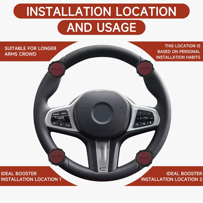 Steering Wheel knob Rotator, Vehicle Steering Wheel Rotator Ball Durable Suicide knob for Cars, SUV，Pickup Trucks, semi-Trailers, Vans, Lawn mowers, Tractors, Boats, etc (Red Cowhide) Red cowhide